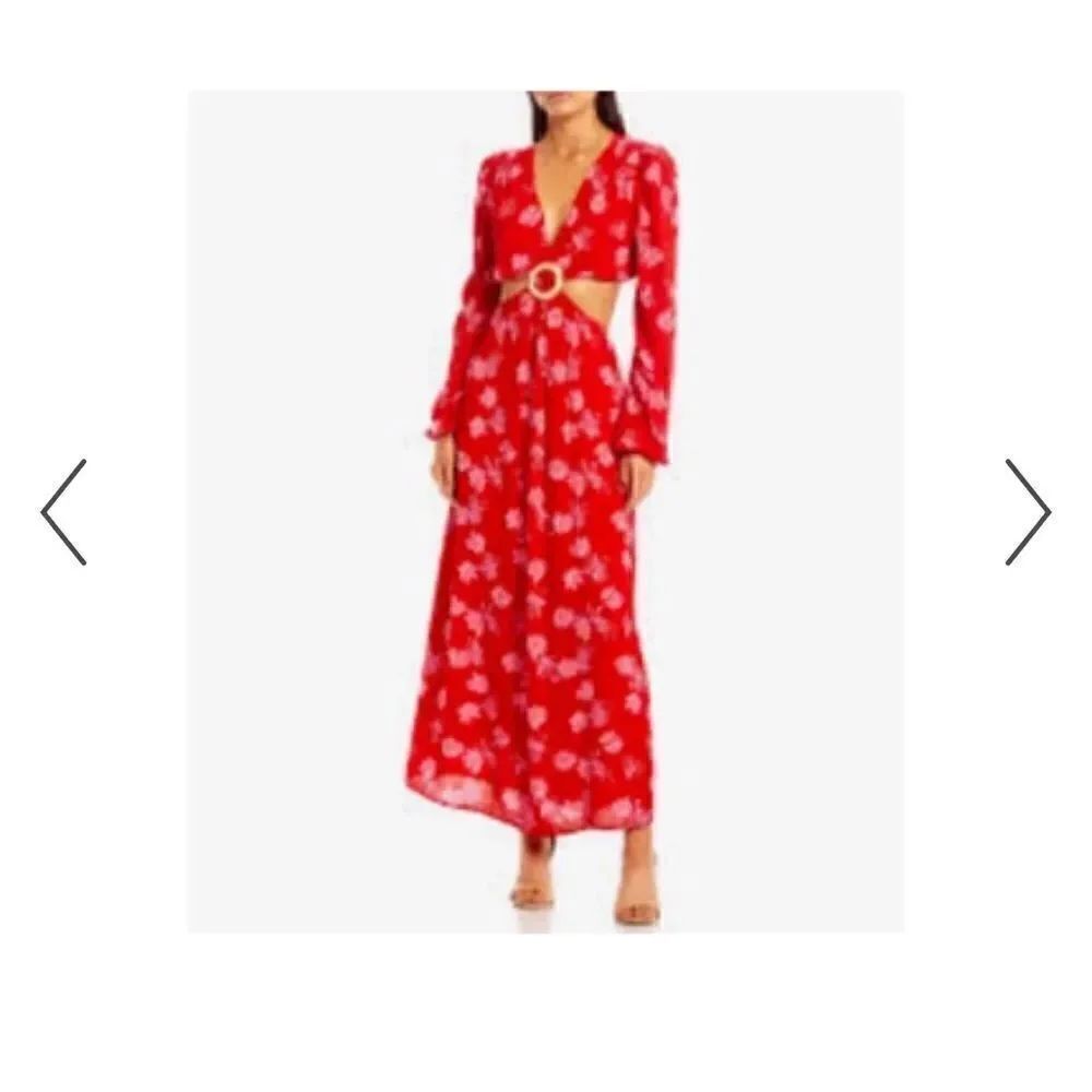 WAYF Floral Print Gauze Cutout Maxi Dress size small NWT